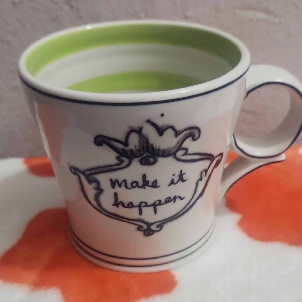 Anthropologie Mug Make It Happen Molly Hatch Green Stripes